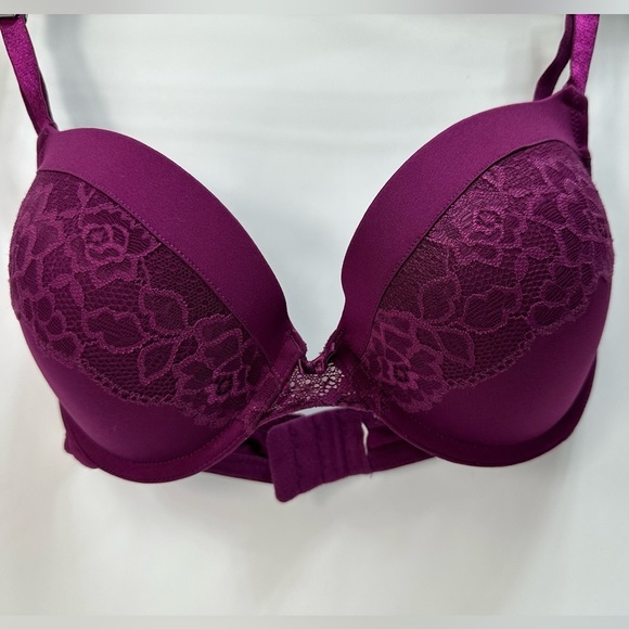 Maidenform "Stay In Place Straps" Underwire Demi Bra 34D -Magenta/plum - Picture 2 of 6